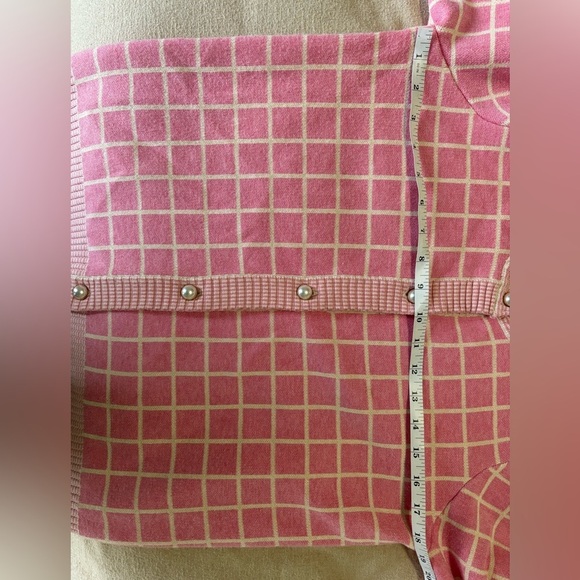 CYRUS | pink cardigan sweater pearl buttons small rayon nylon preppy office - Picture 4 of 4